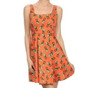 Modcloth Orange Pineapple Swing Dress